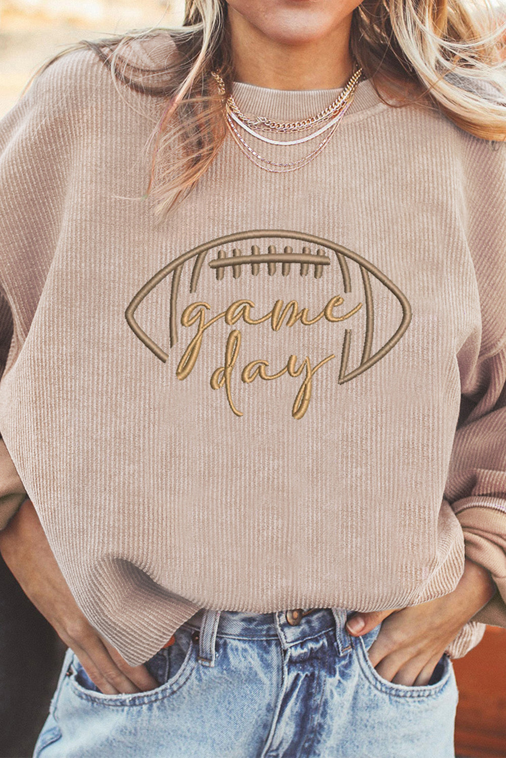 Fotoball Game Day Embroidered Corduroy Sweatshirt