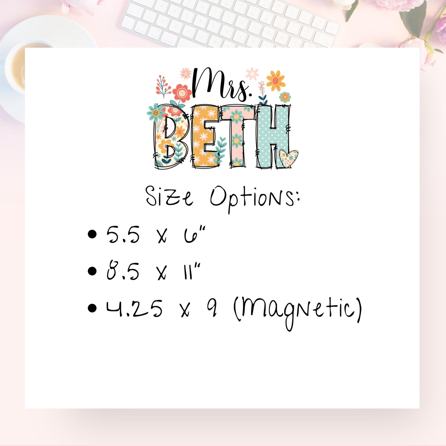 Personalized Notepad, Wildflowers, Magnetic