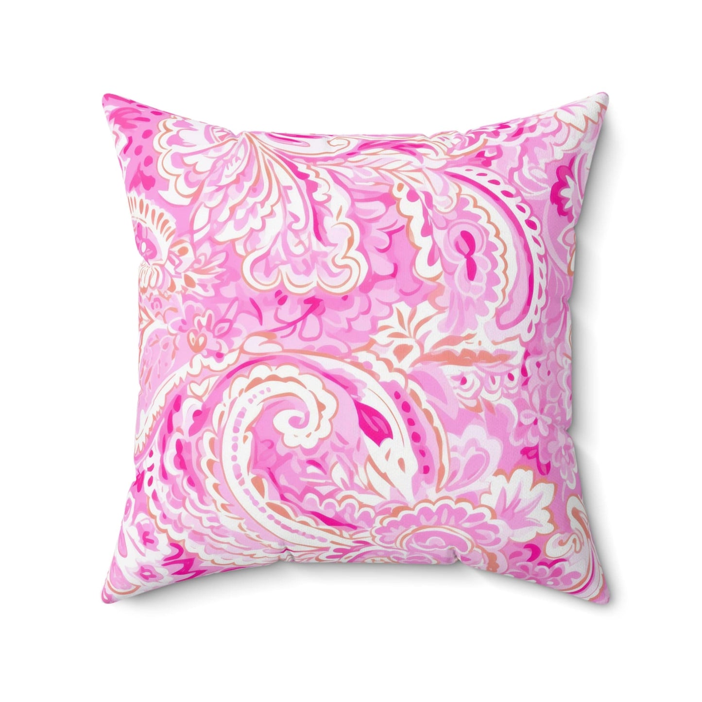 Custom Throw Pillow, Pink Paisley