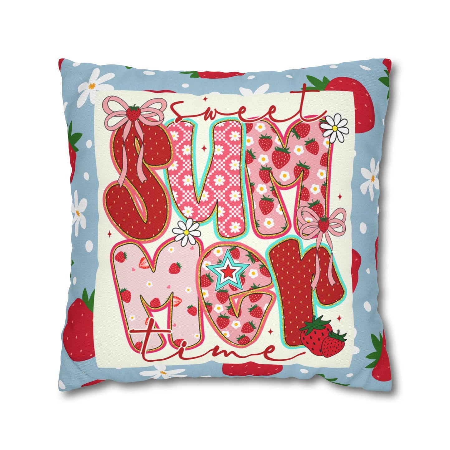 Custom Throw Pillow, Summer Vibes Strawberries