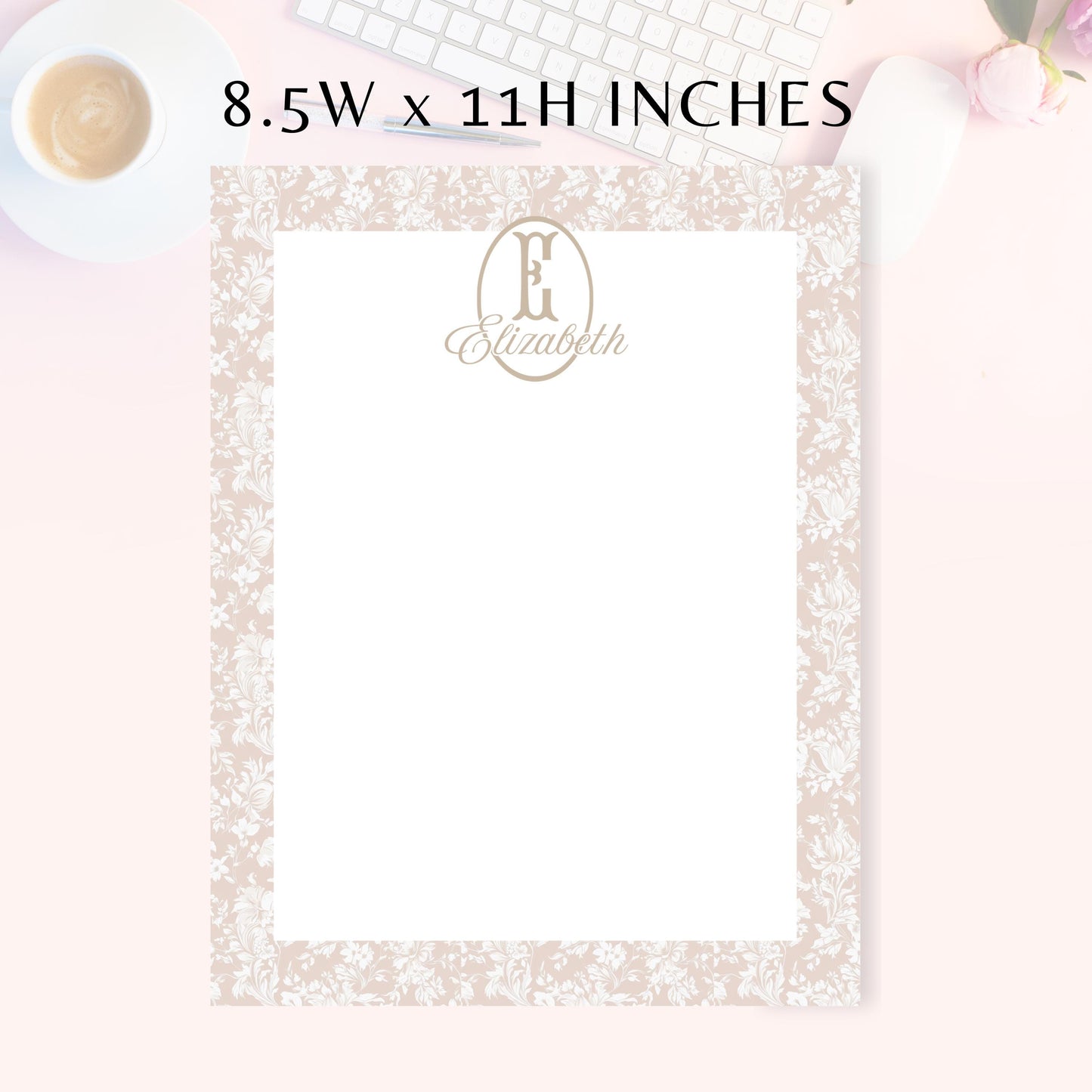 Personalized Notepad, Neutral Floral
