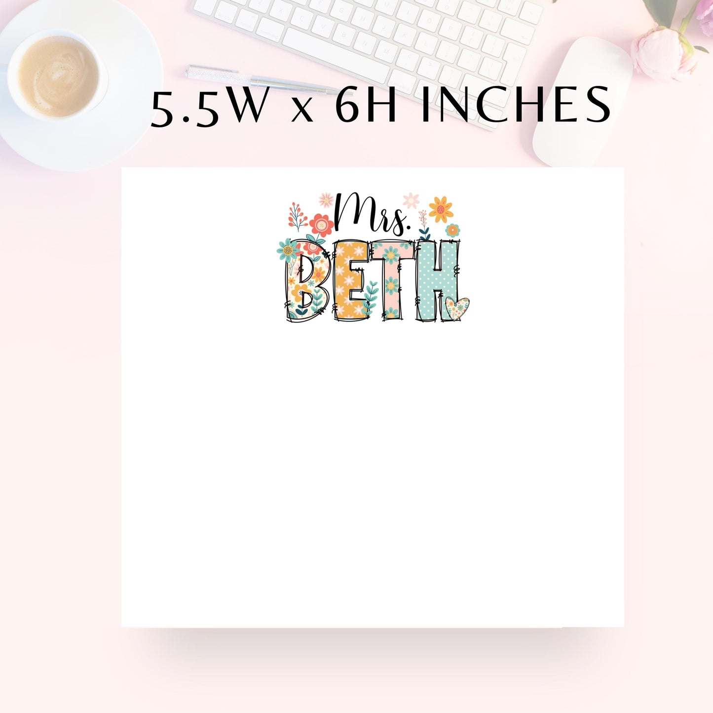 Personalized Notepad, Wildflowers, Magnetic