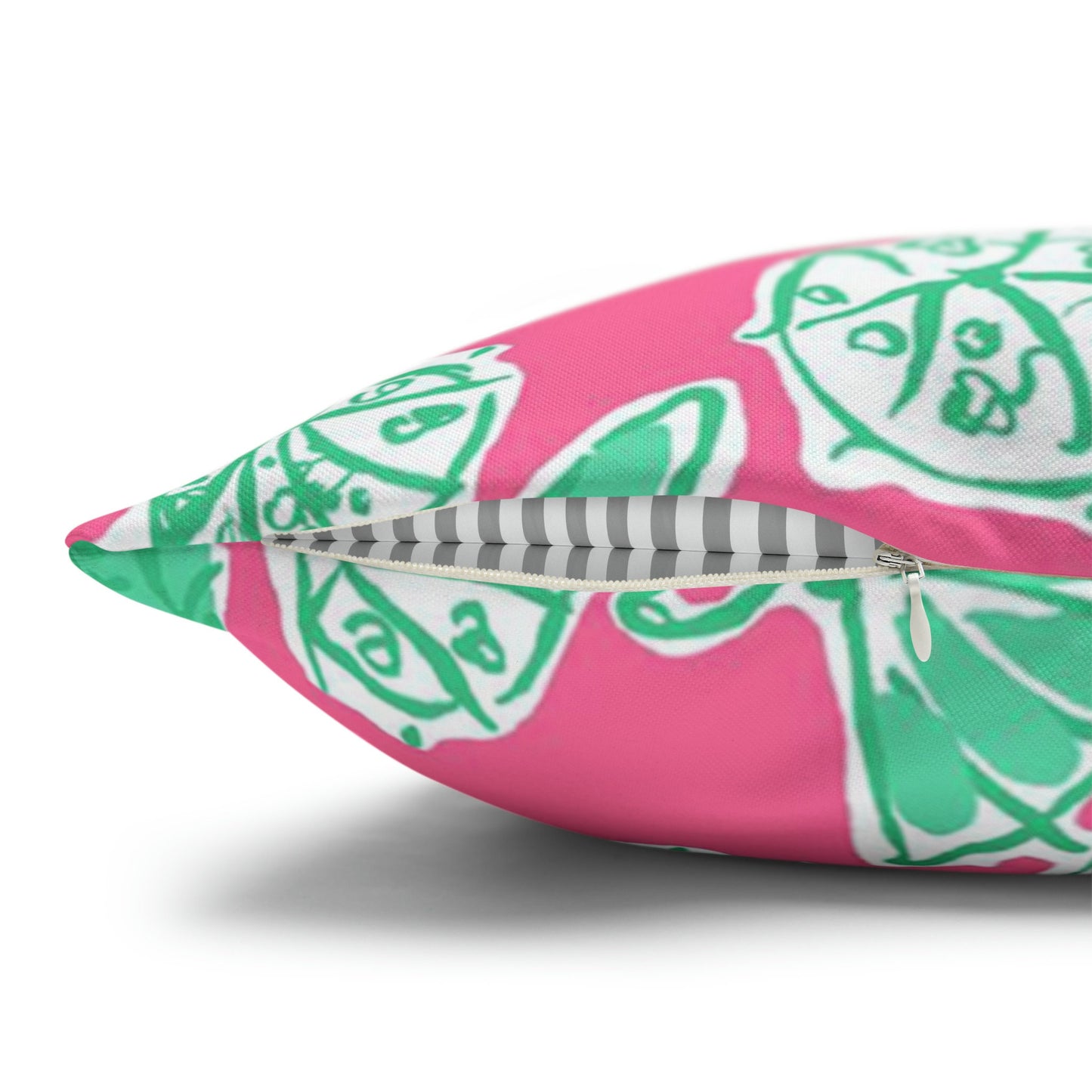 Custom Throw Pillow, Pink and Green Tropical