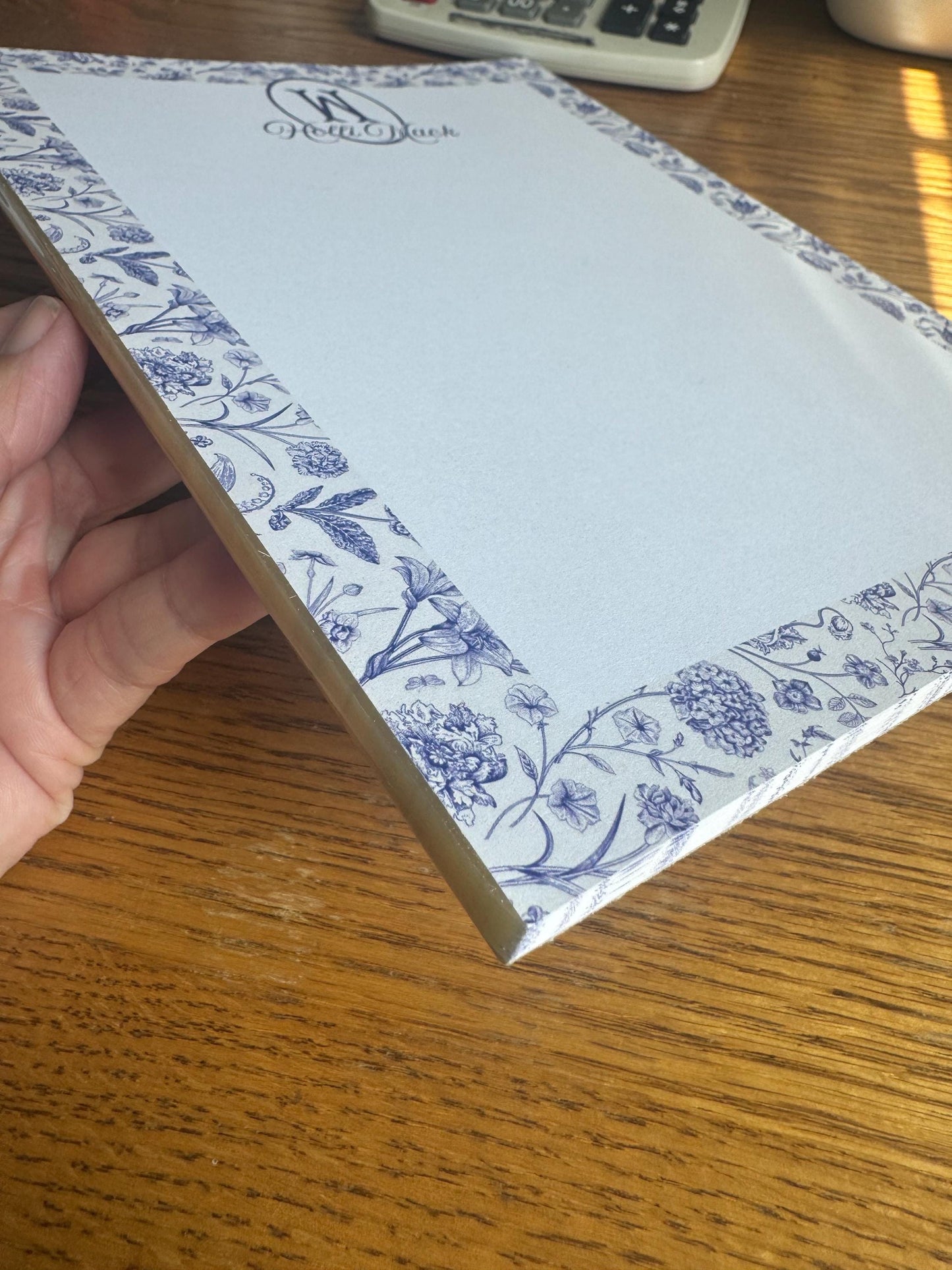 Personalized Notepad, Blue Floral 3