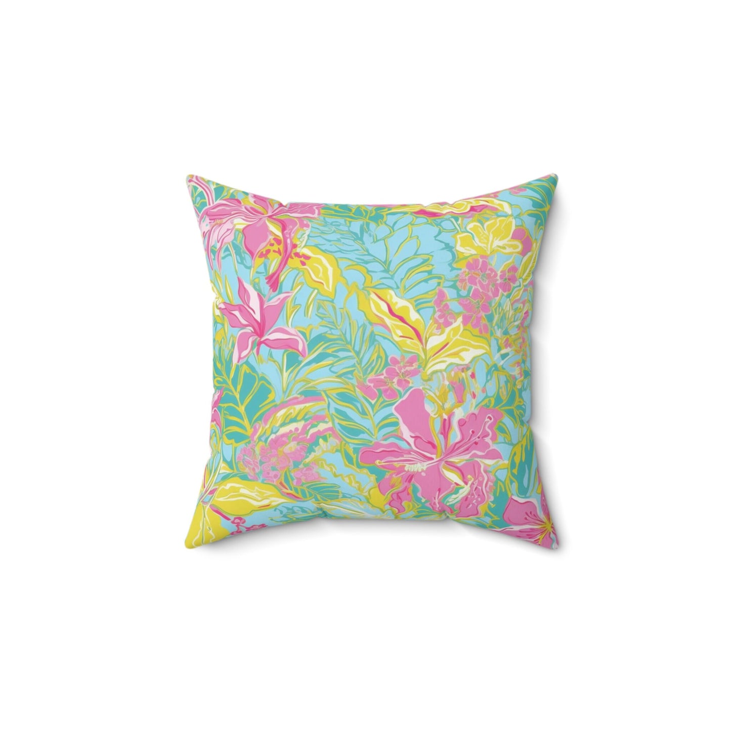 Custom Throw Pillow, Tropical Monogram