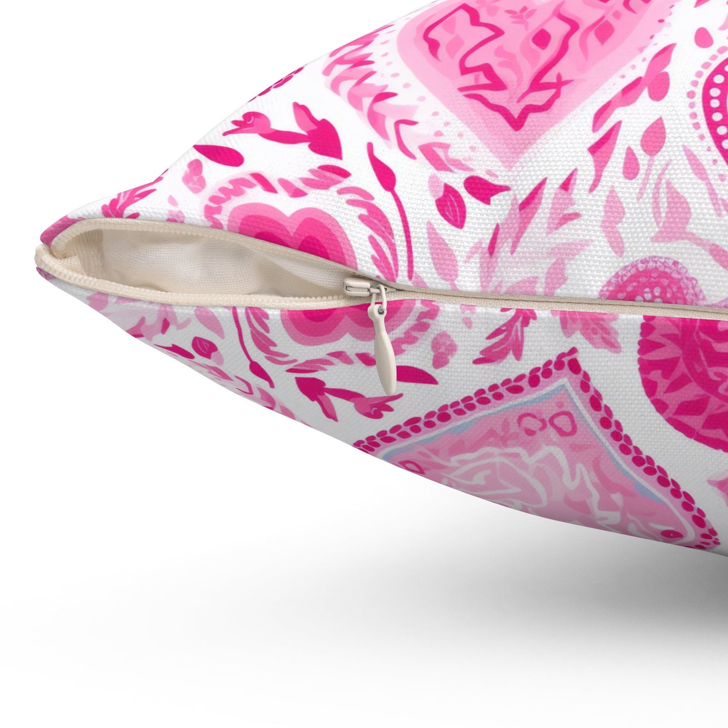 Custom Throw Pillow, Pink Hearts