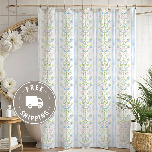 Custom Shower Curtain, Coquette Floral