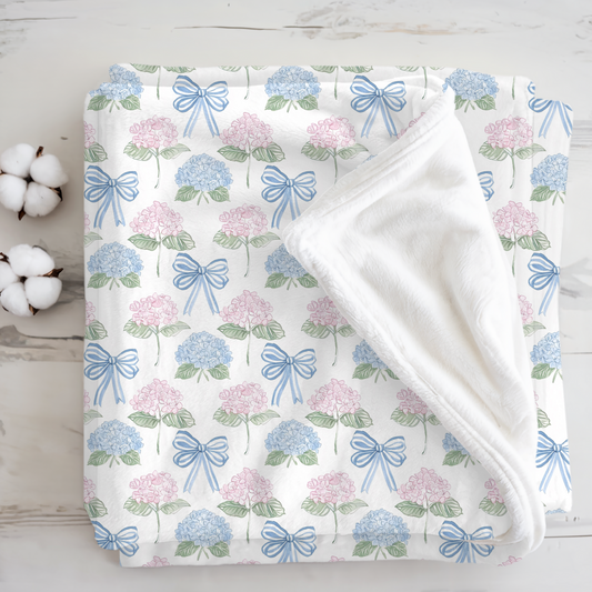 Velveteen Microfiber Blanket - Hydrangeas