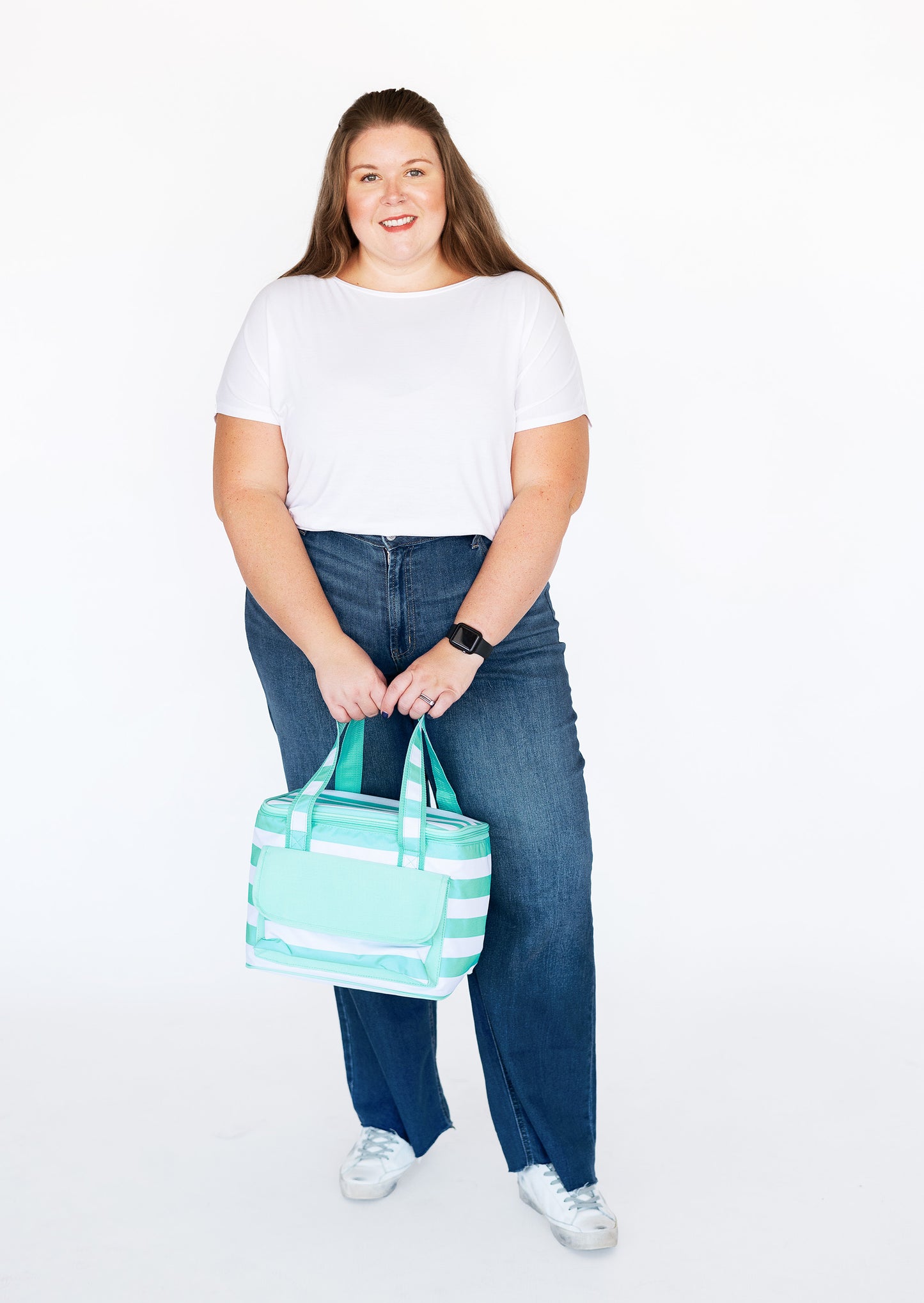 Mint Stripe Cooler Bag
