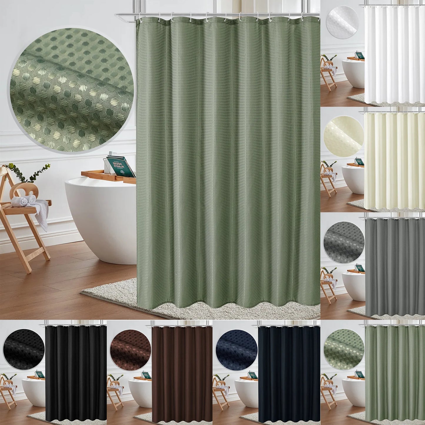 Waffle Waterproof Shower Curtain