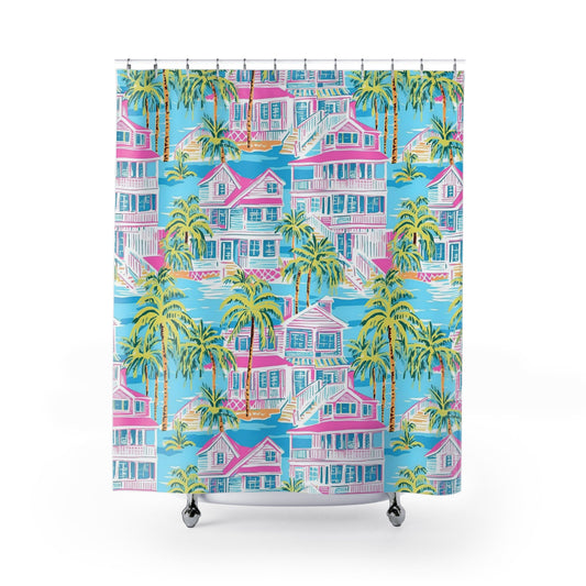 Custom Shower Curtain, Coastal Palm Beach