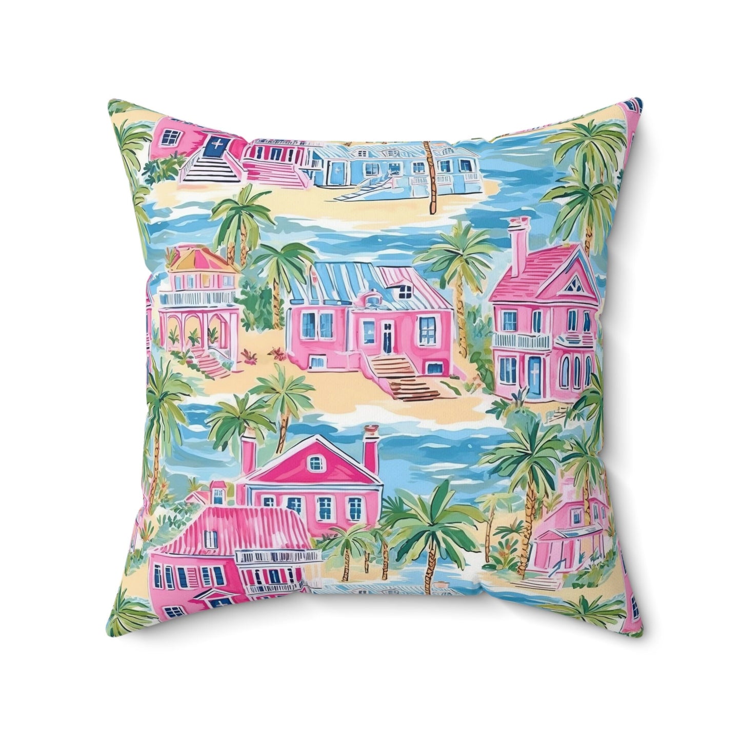 Custom Throw Pillow, Coastal Palm Beach Houses