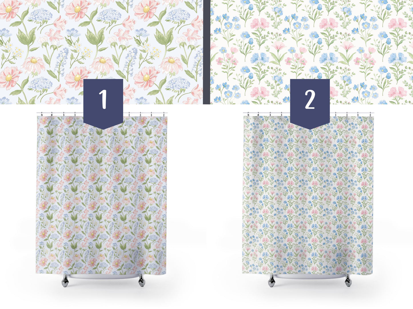 Custom Shower Curtain, Watercolor Hydrangeas