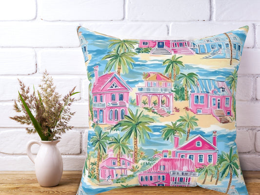Custom Throw Pillow, Coastal Palm Beach Houses