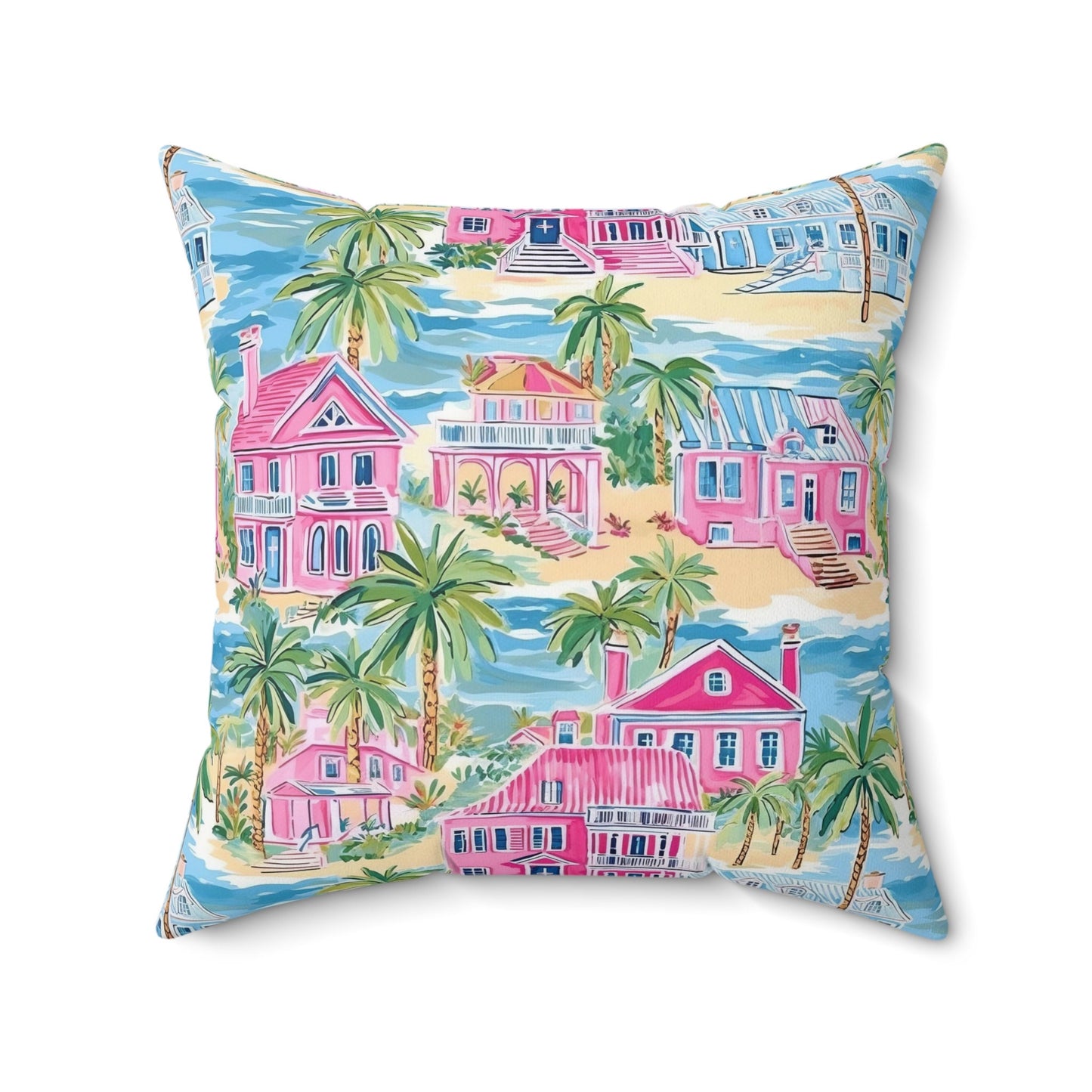 Custom Throw Pillow, Coastal Palm Beach Houses