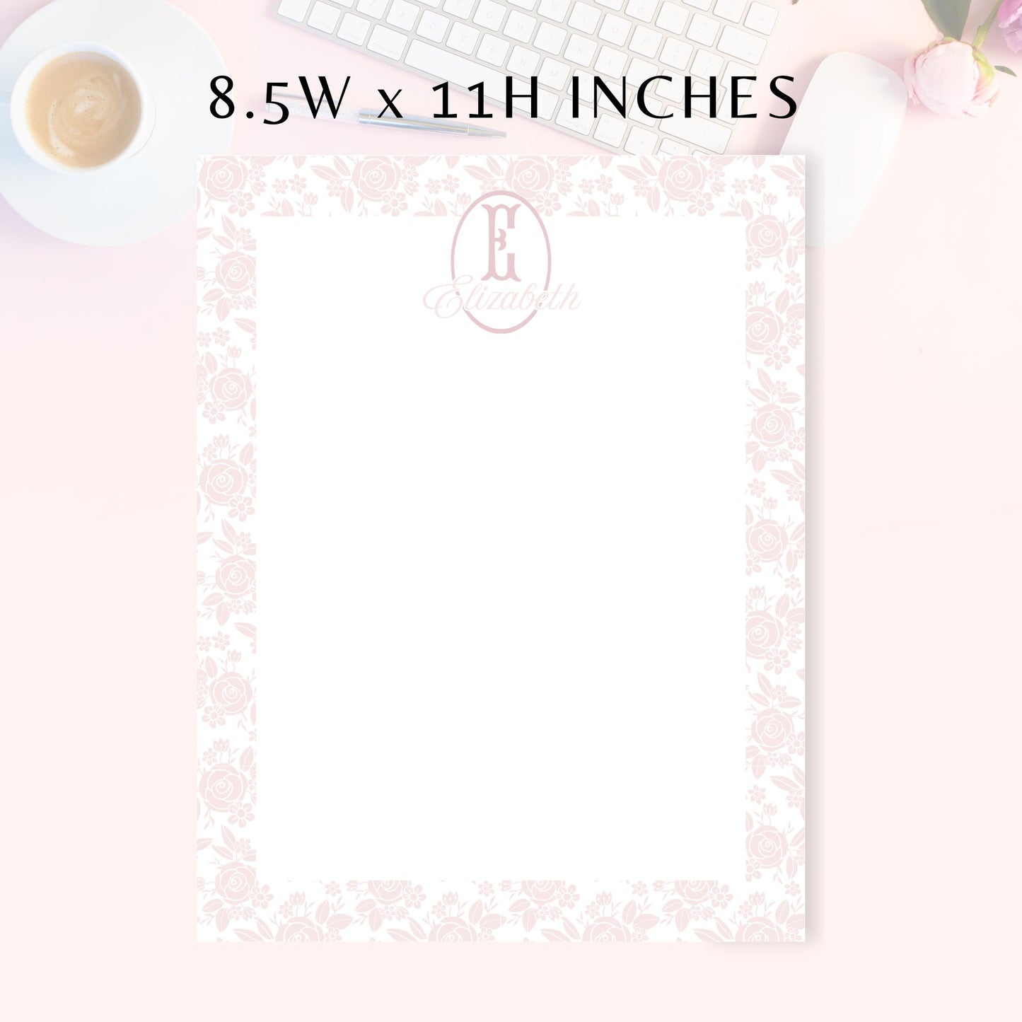 Personalized Notepad, Light Floral
