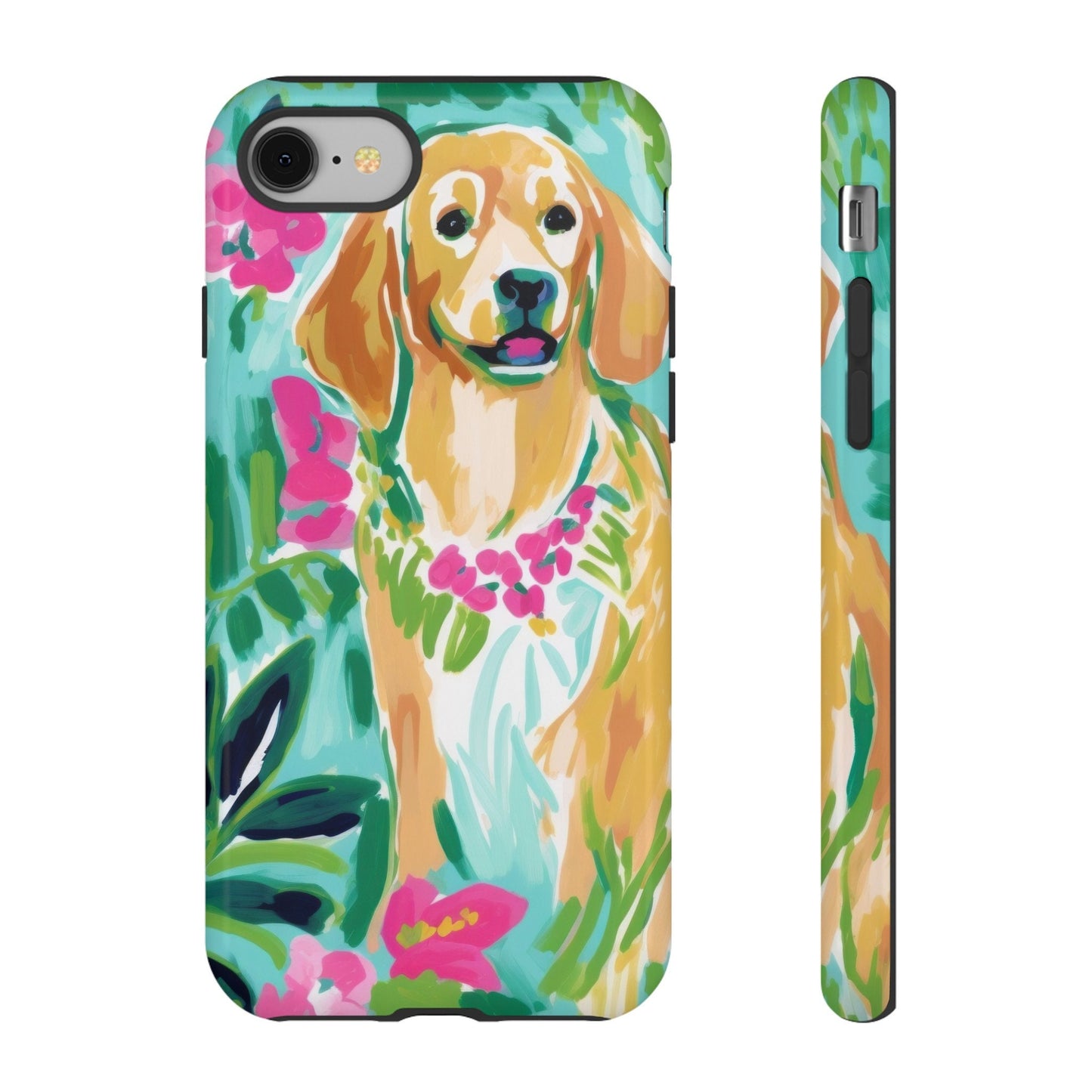 Custom Phone Case, Watercolor Tropical Dog