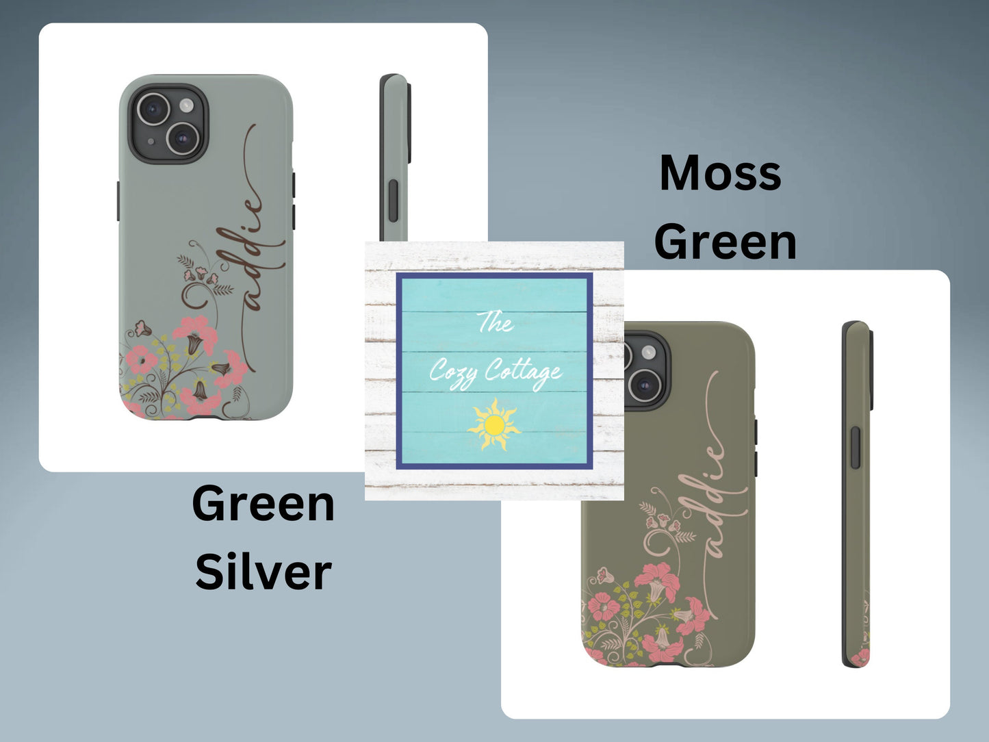Custom Phone Case, Wildflowers and Personalized Name