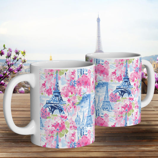 Coffee Mug, Floral Eiffel Tower