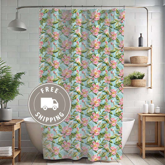 Custom Shower Curtain, 3-D Floral