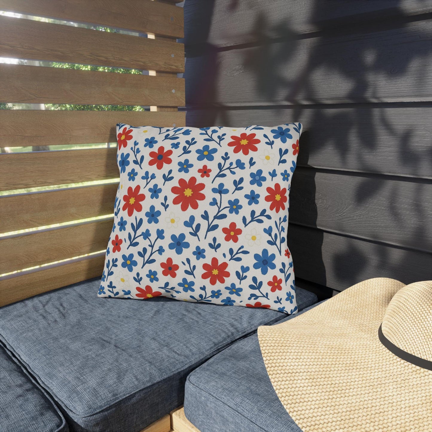 Outdoor Throw Pillow, Patriotic Flowers