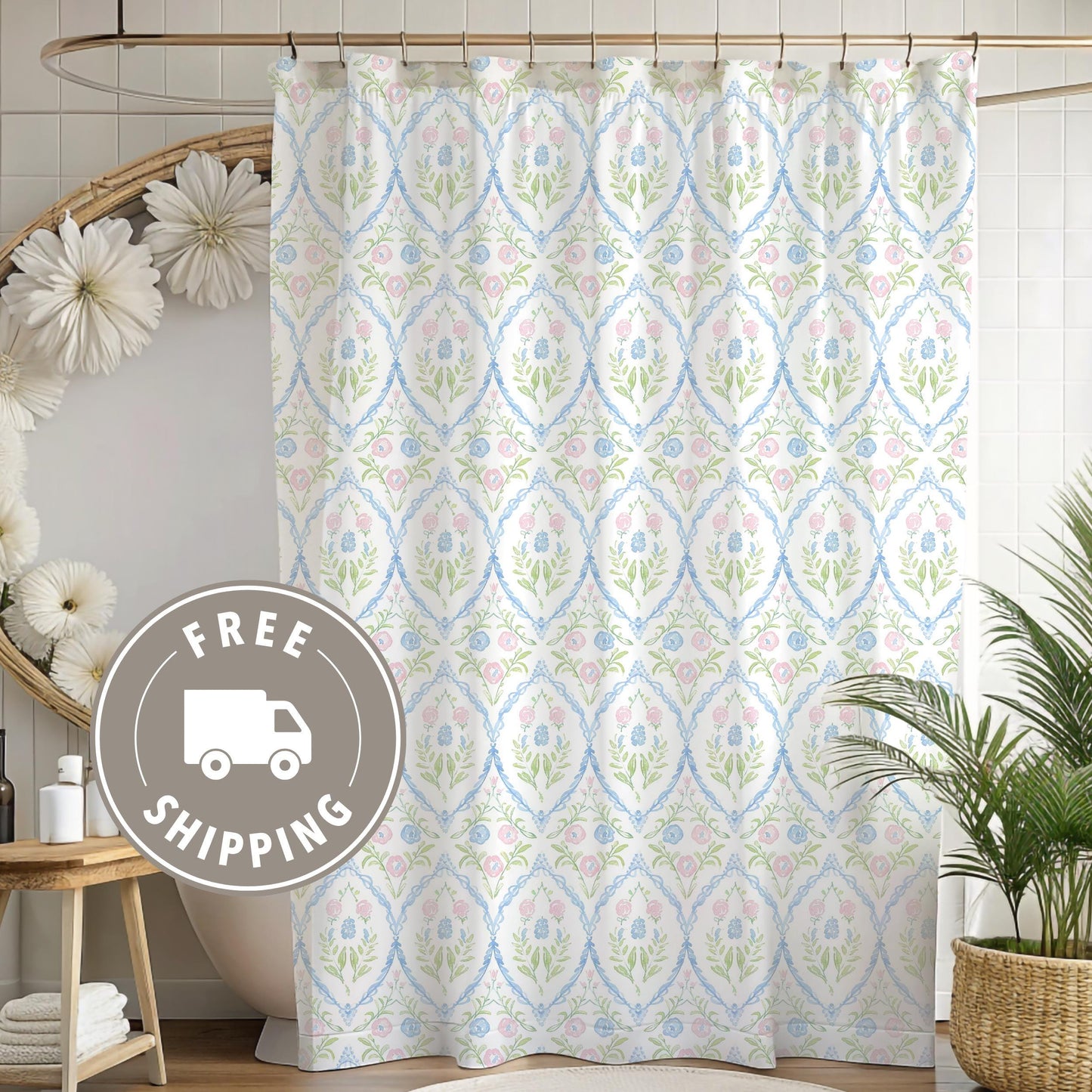 Custom Shower Curtain, Coquette Watercolor