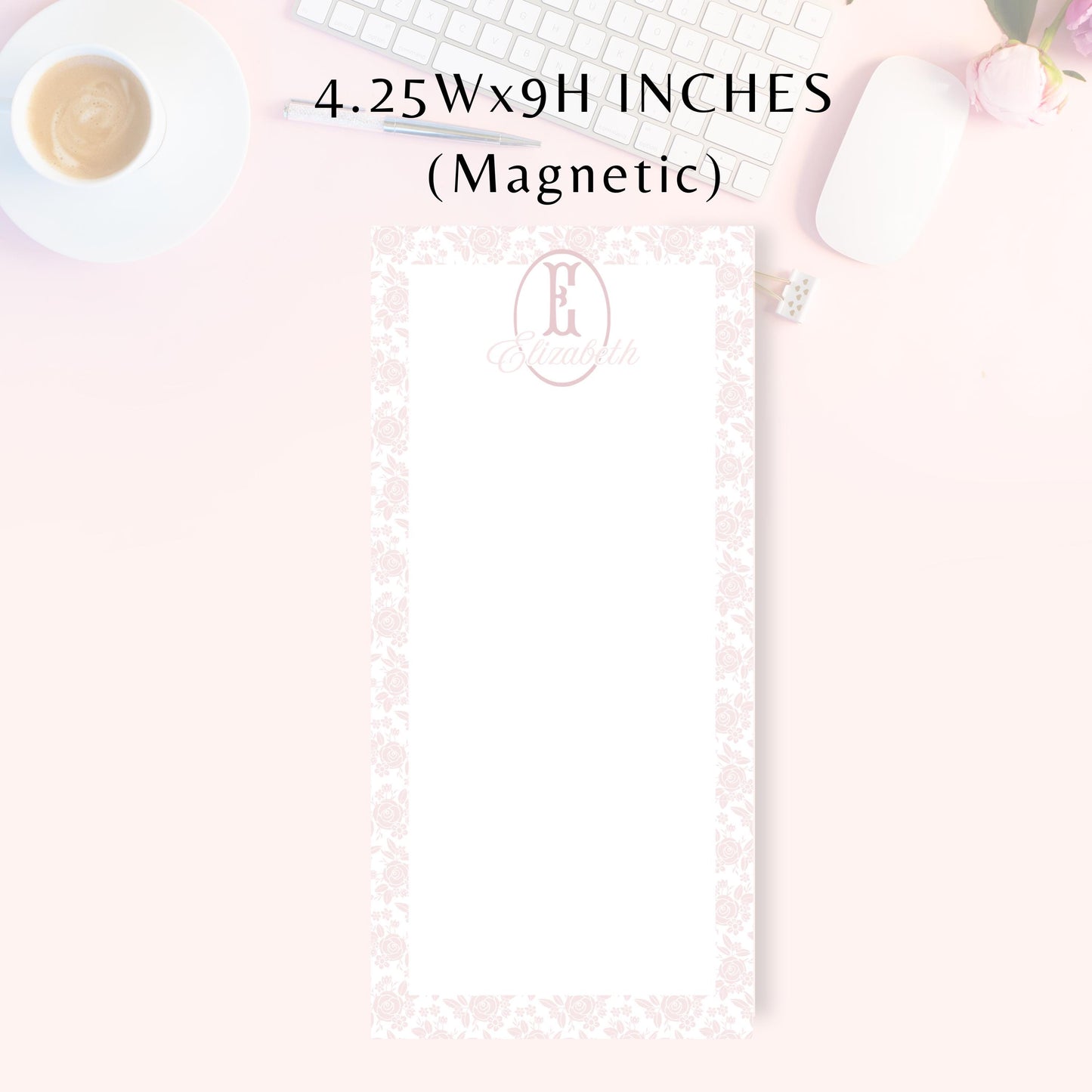 Personalized Notepad, Light Floral