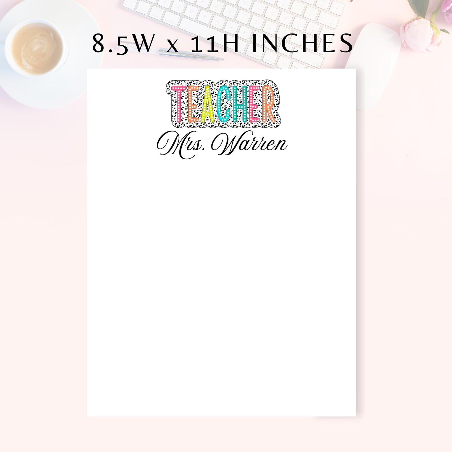 Personalized Notepad, Teacher, Dalmation Background