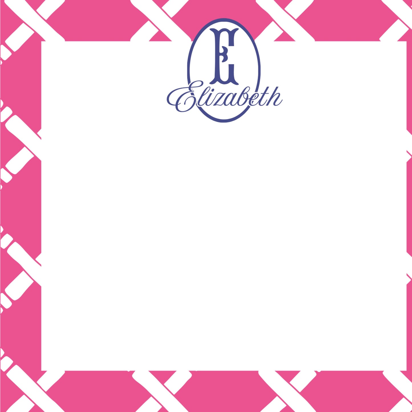 Personalized Notepad, Preppy Pink Lattice