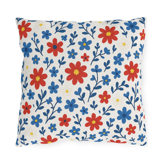 Outdoor Throw Pillow, Patriotic Flowers