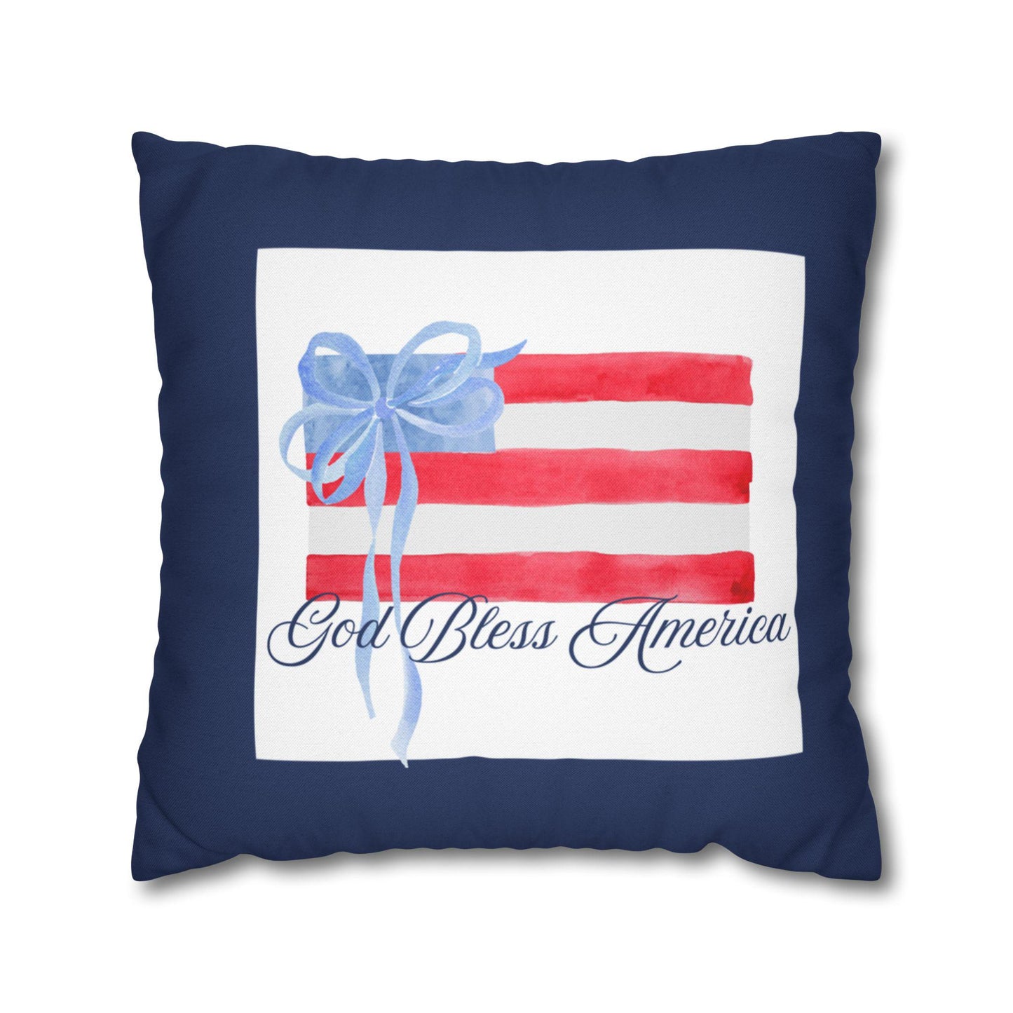 Custom Throw Pillow, Watercolor American Flag "God Bless America"