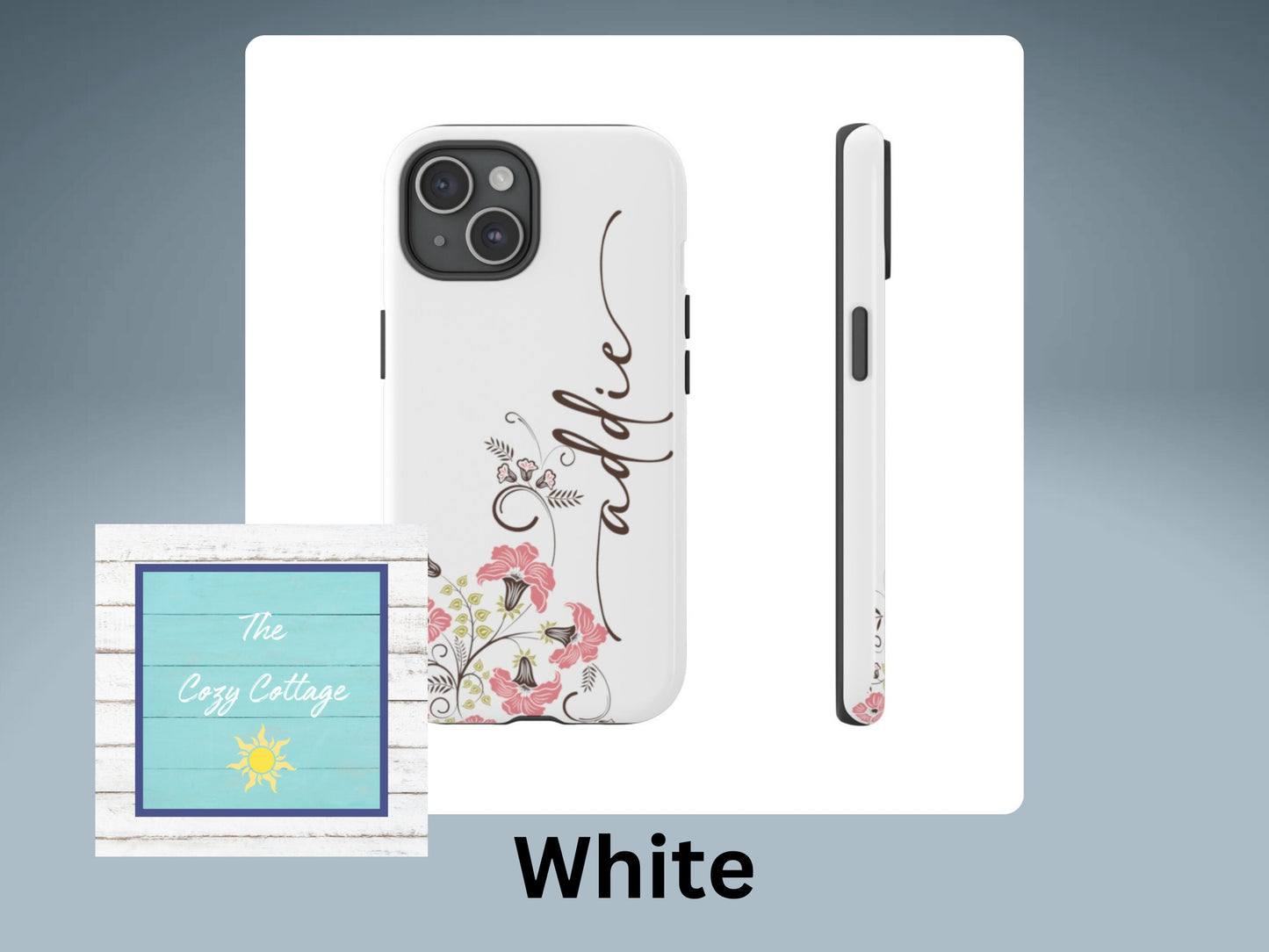 Custom Phone Case, Wildflowers and Personalized Name