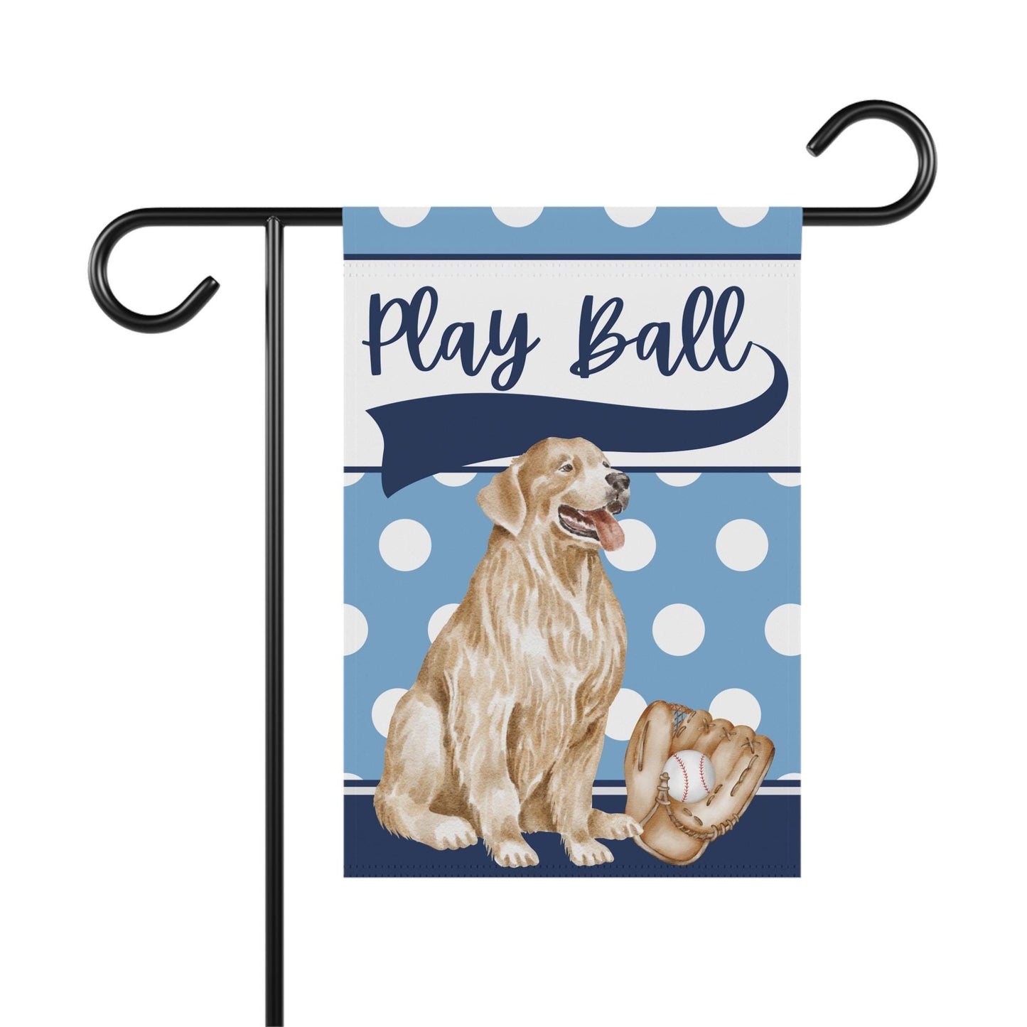 Baseball Personalized Flag, Preppy Golden Retriever