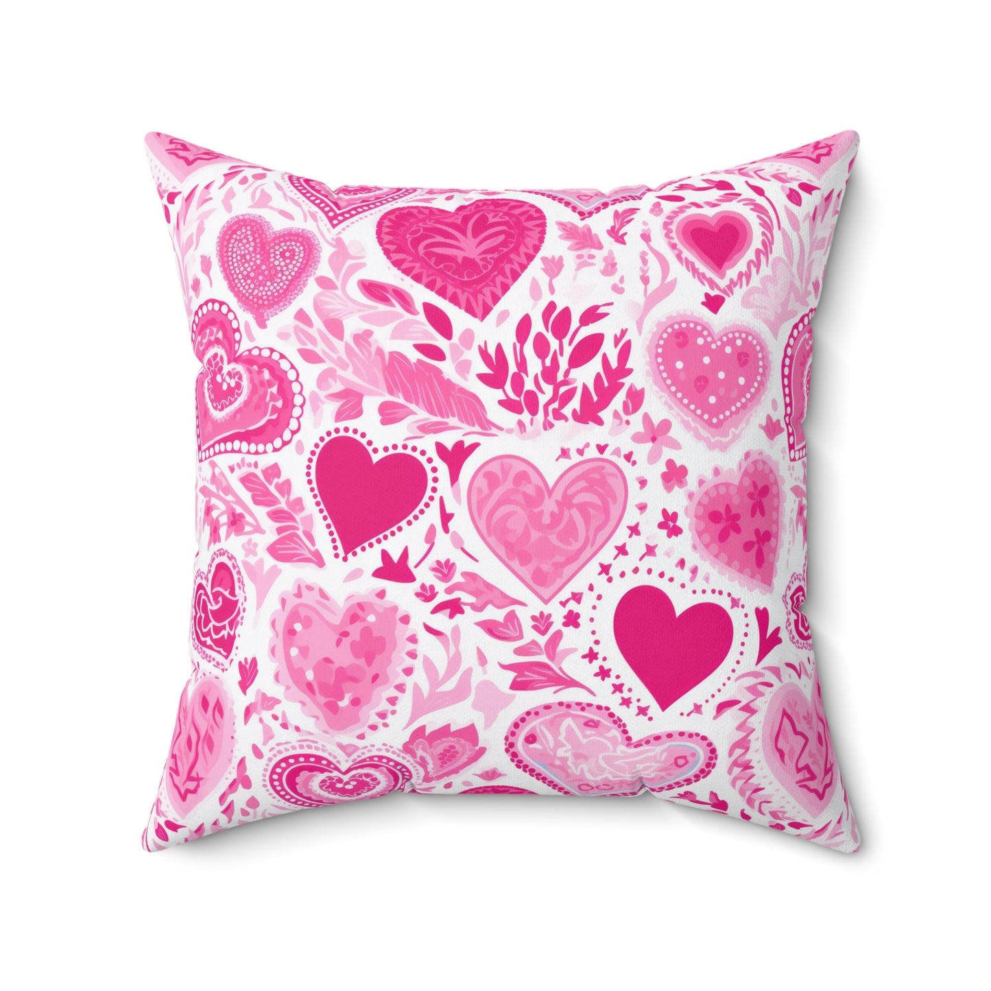 Custom Throw Pillow, Pink Hearts