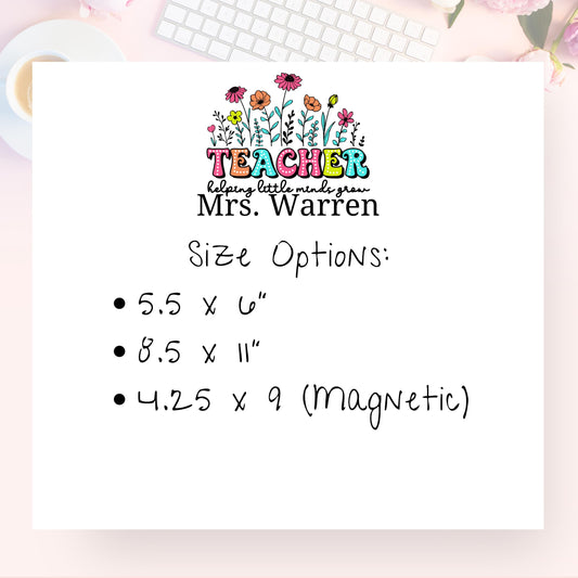 Personalized Notepad, Teacher, Helping Little Minds Grow