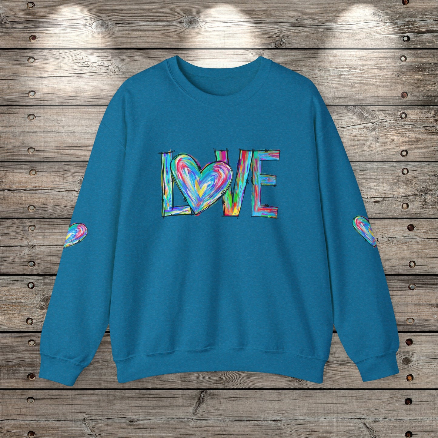 Valentine's Sweatshirt, Love Heart Sweatshirt, Valentines Shirt, Teacher Sweatshirt, Heart Arm Patches, Cute Valentine's Shirt