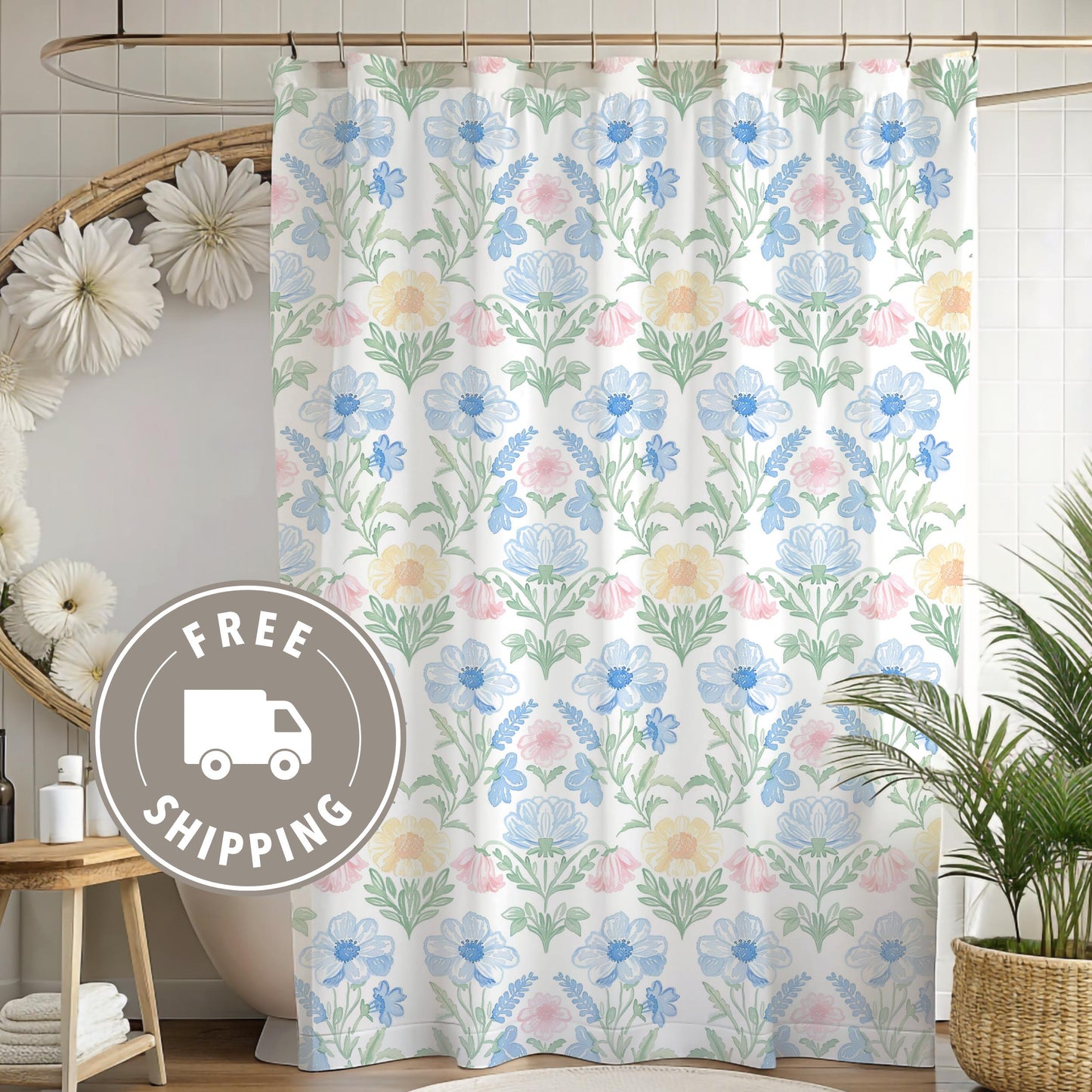 Custom Shower Curtain, Grandmillenial Floral