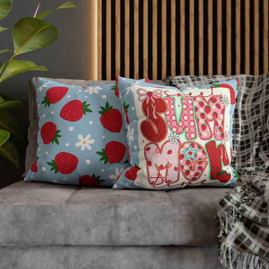 Custom Throw Pillow, Summer Vibes Strawberries