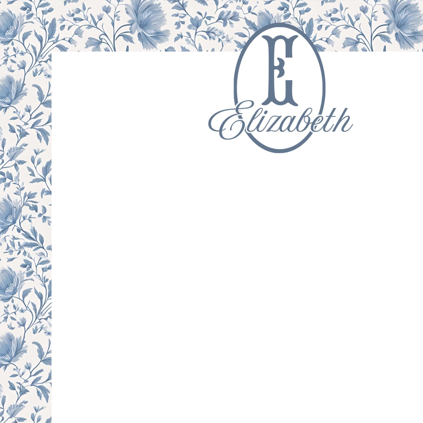 Personalized Notepad, Blue Floral