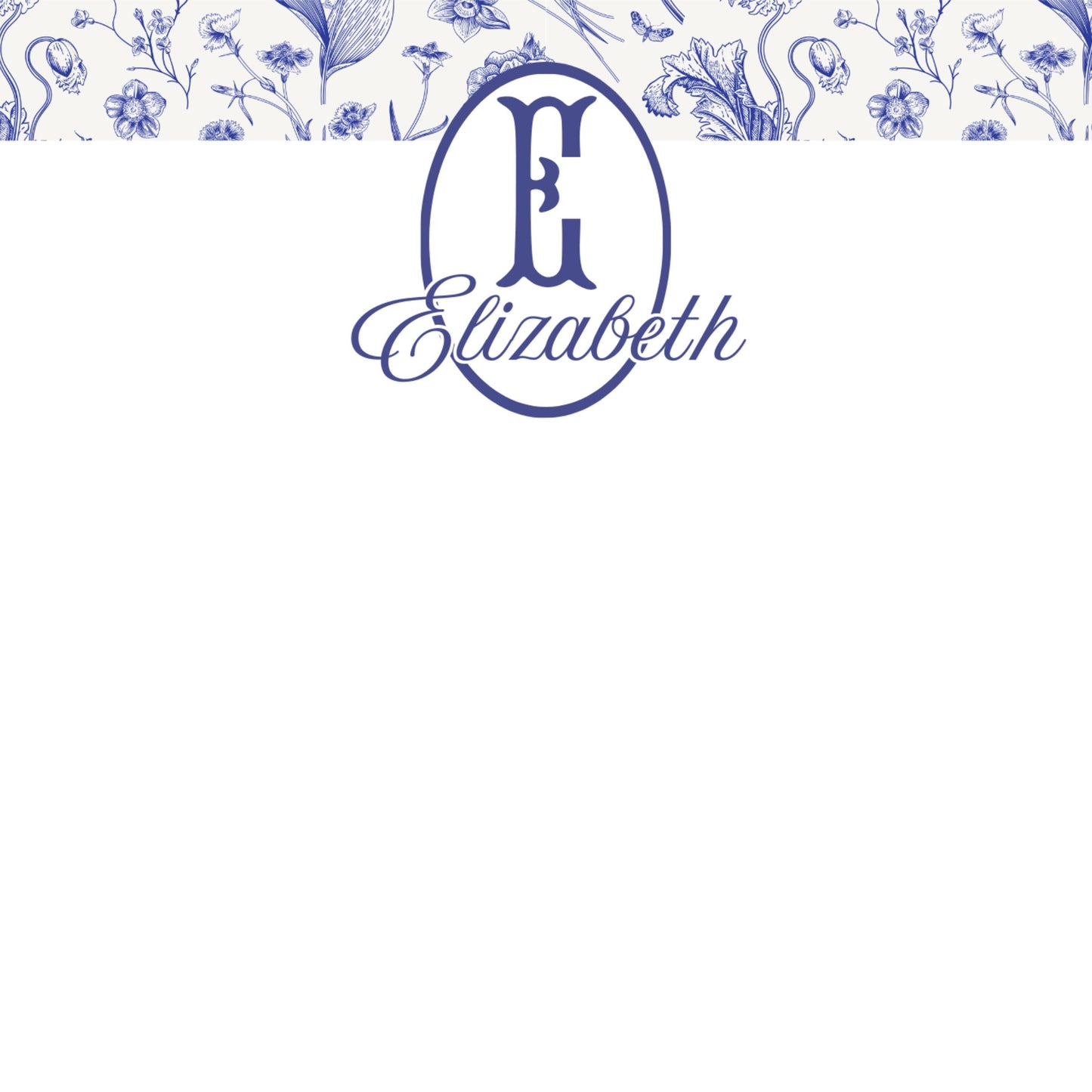 Personalized Notepad, Blue Floral 2