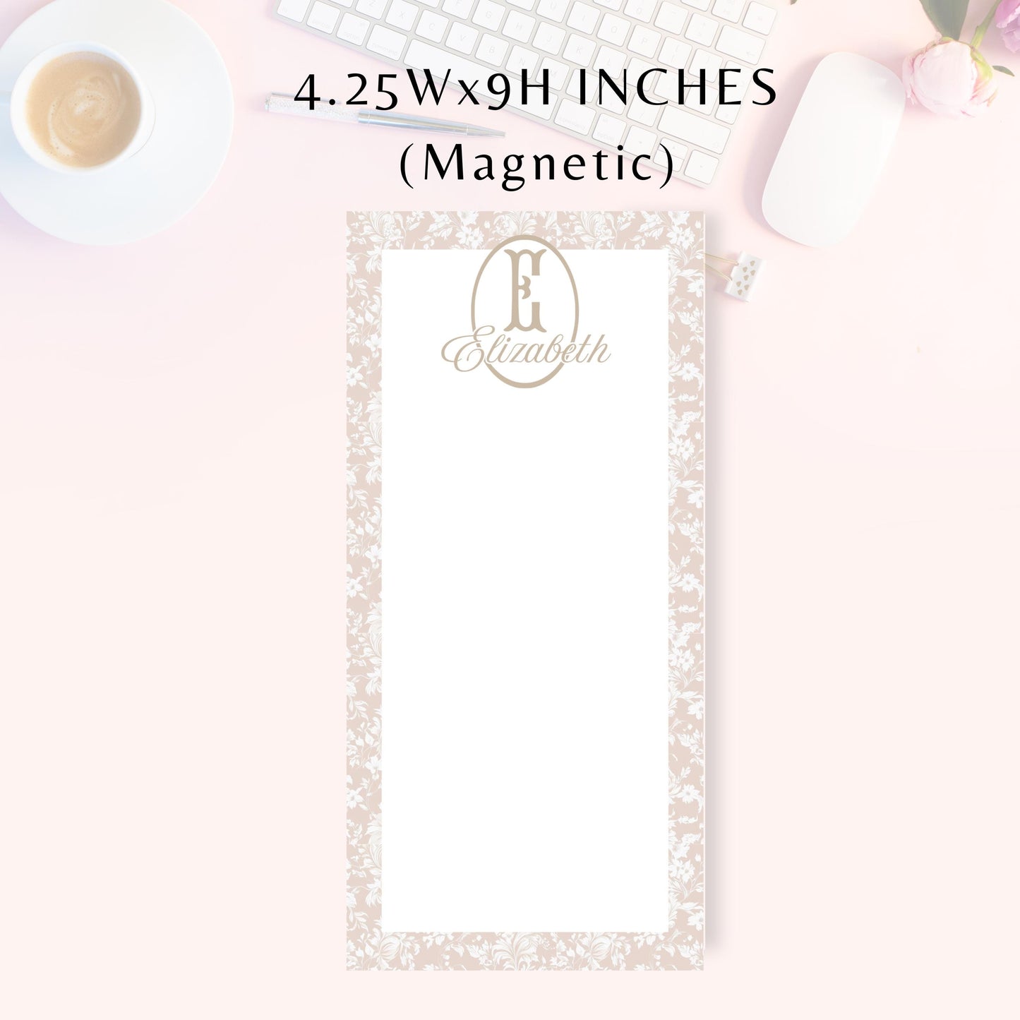 Personalized Notepad, Neutral Floral