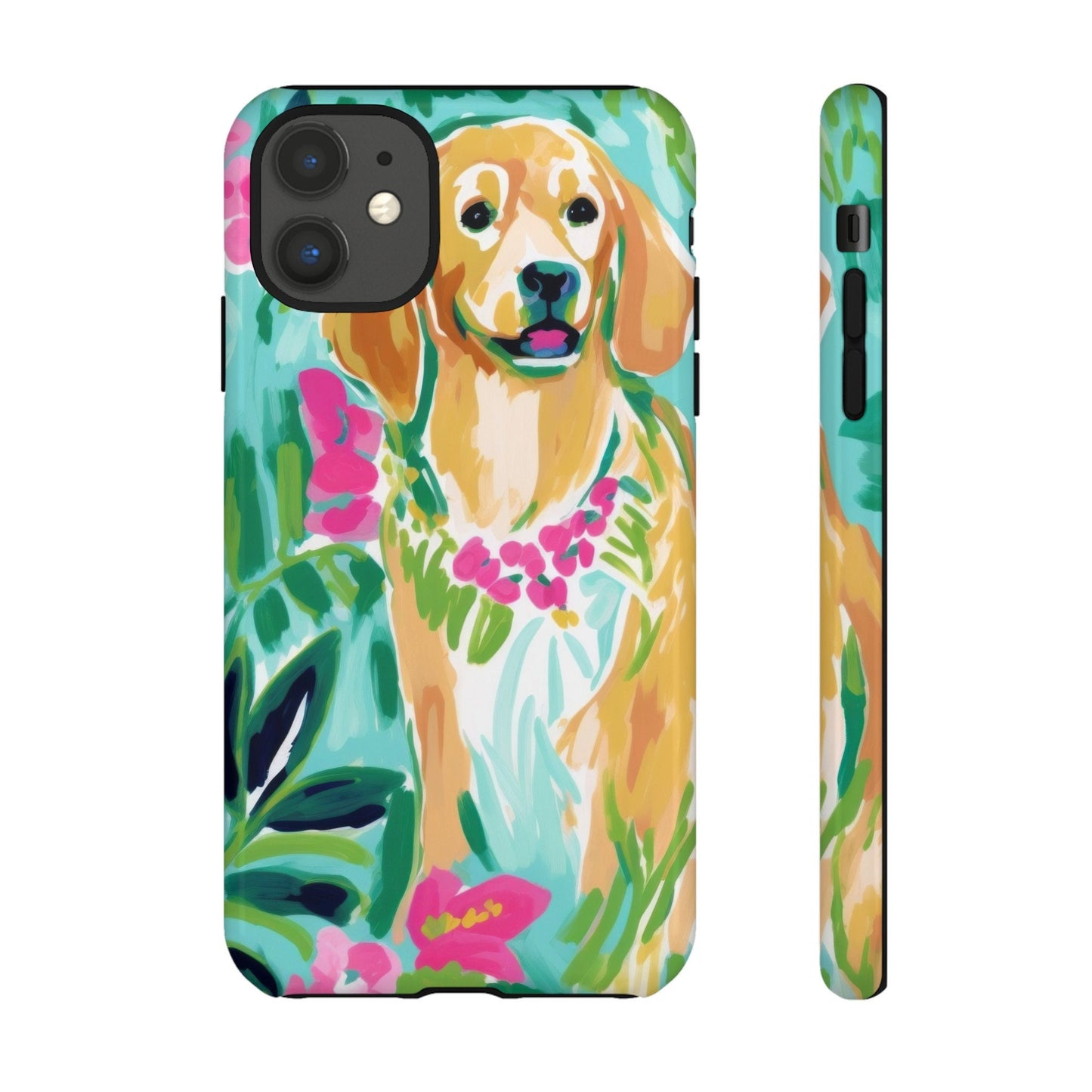 Custom Phone Case, Watercolor Tropical Dog