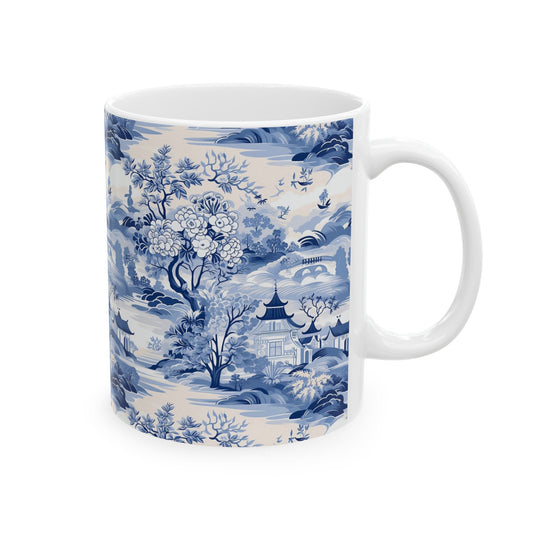 Ceramic Coffee Mug, French Blue Toile
