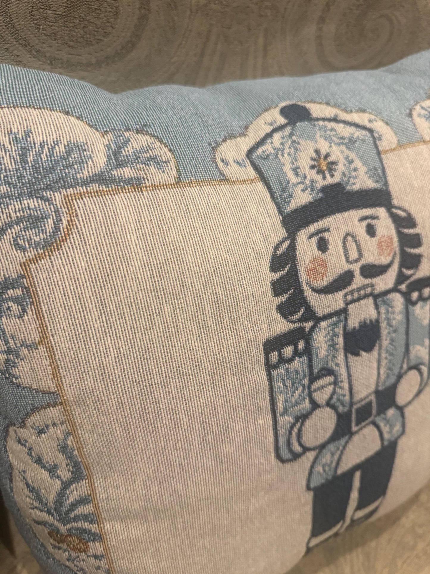Nutcracker Woven Pillow, Holiday Decor, Christmas Pillow