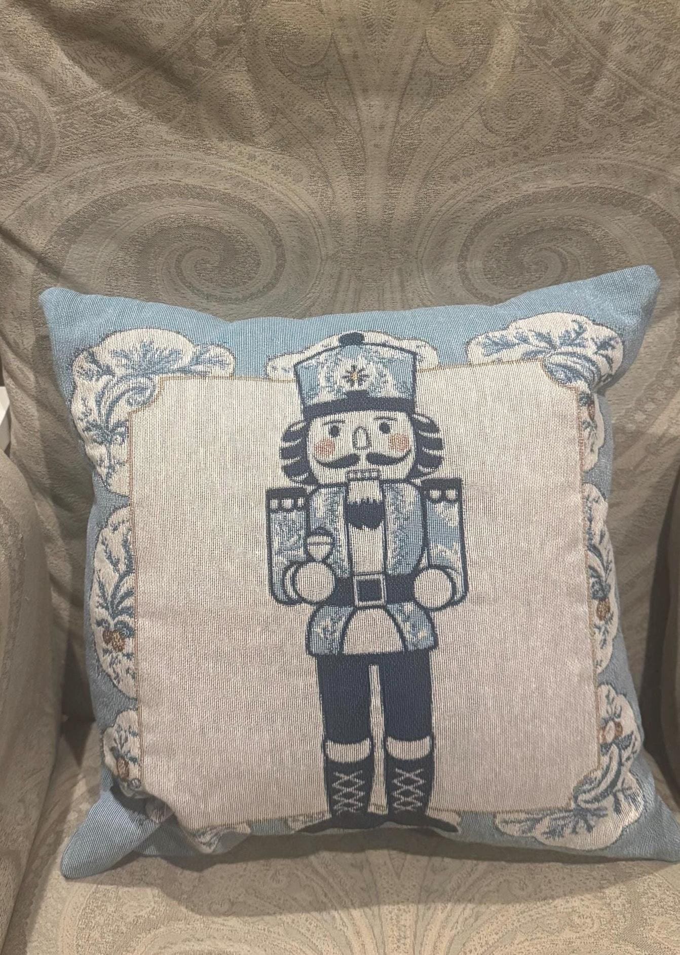 Nutcracker Woven Pillow, Holiday Decor, Christmas Pillow