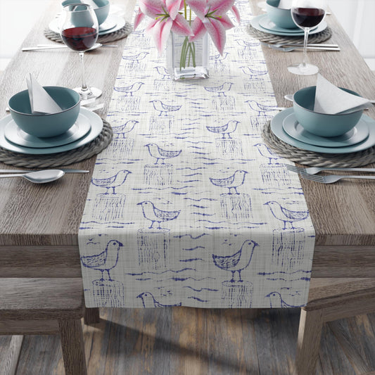 Coastal Table Runner, Seagulls Tablerunner, Coastal Decor, Placemats, Napkins, Tablecloth, Kitchen Decor, Dining Room Table