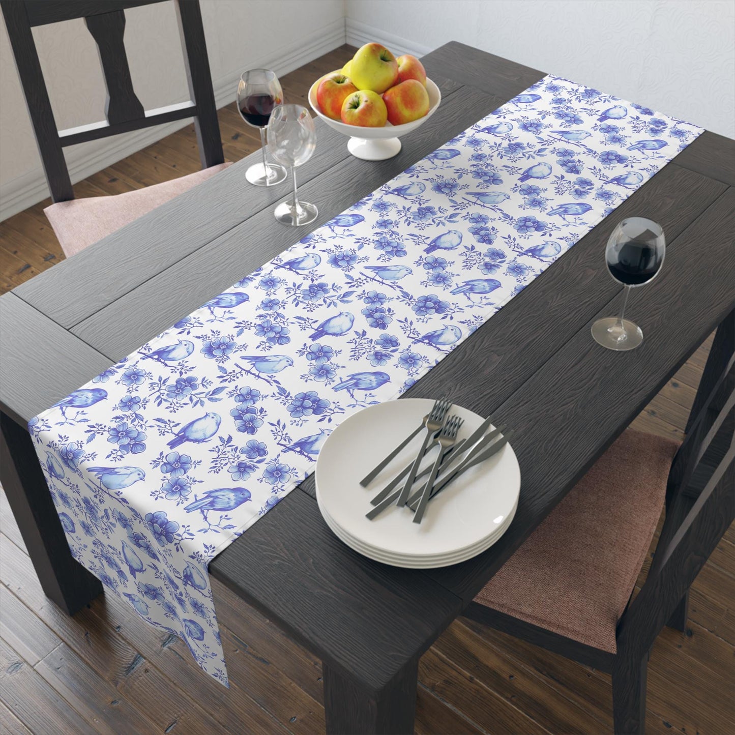 Blue Toile Day Table Runner