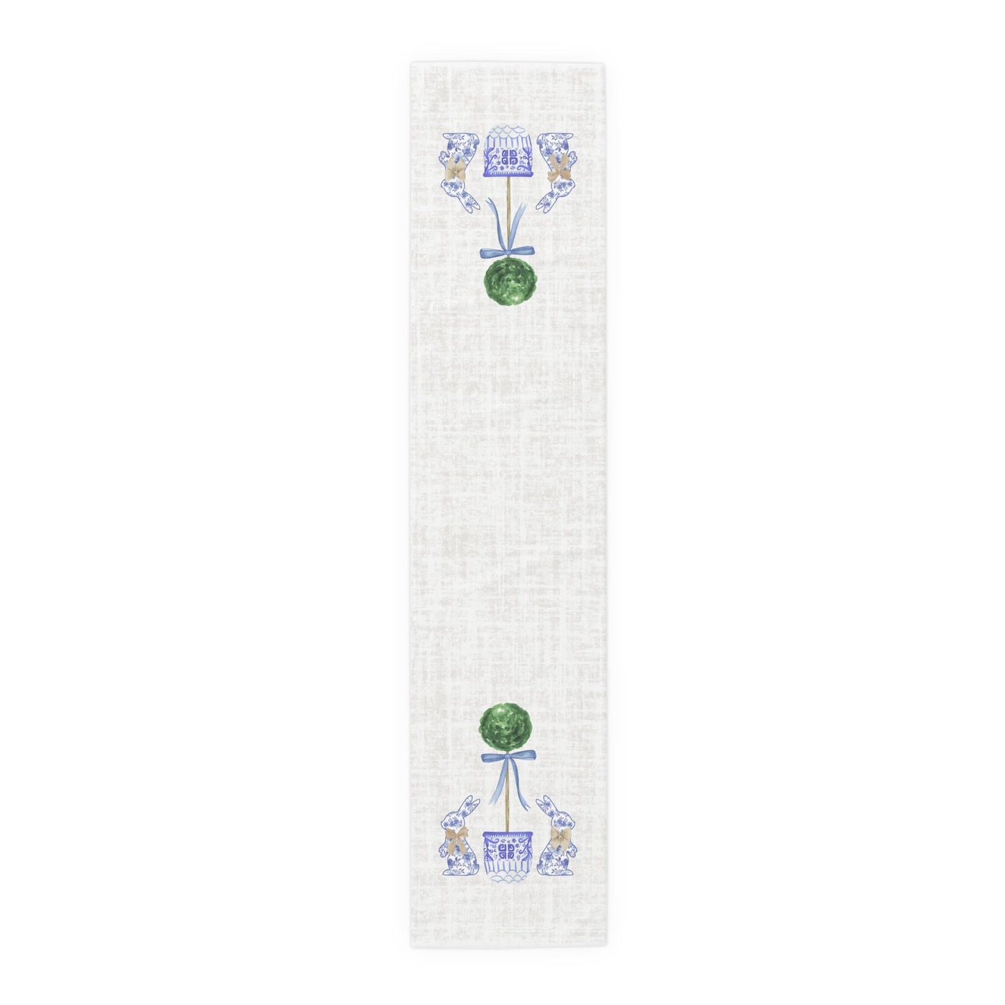 Bunny Toile Topiary Table Runner, Chinoiserie Toile de Jouy Table Runner, Easter Table Decor, French Country Table Runner, Table Decor