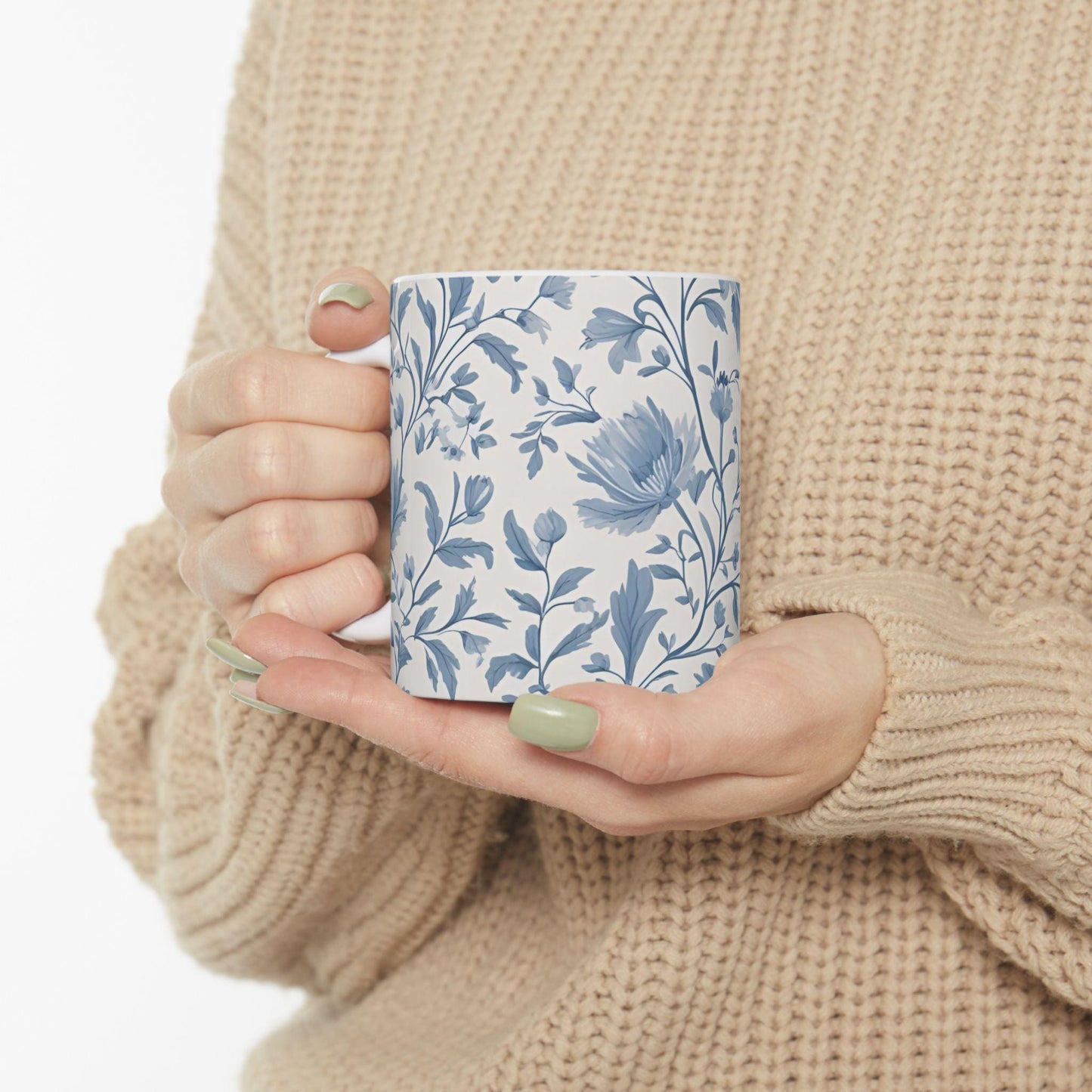French Toile D Jouy Floral Ceramic Mug