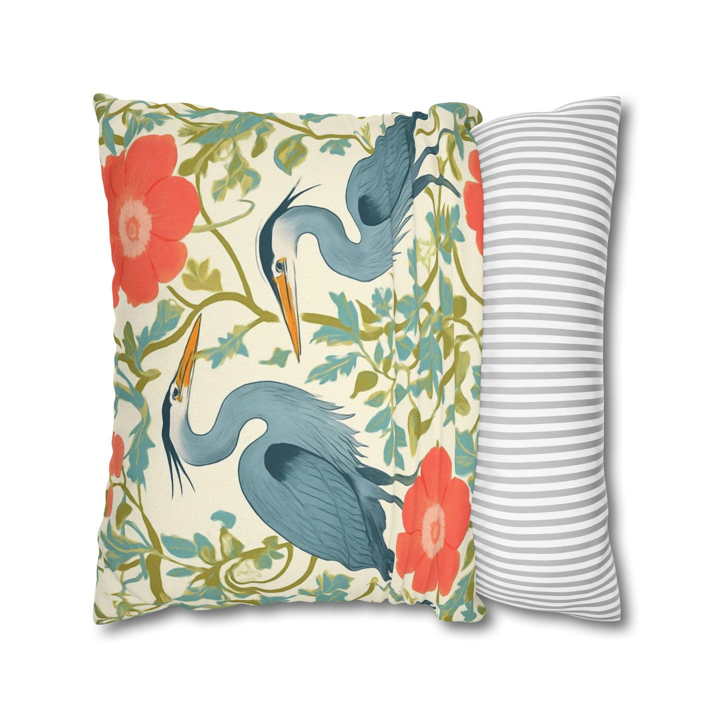 Blue Heron Pillowcase or Pillow, Coastal Heron Throw Pillow, Nature Inspired Pillows, Throw Pillow for Couch